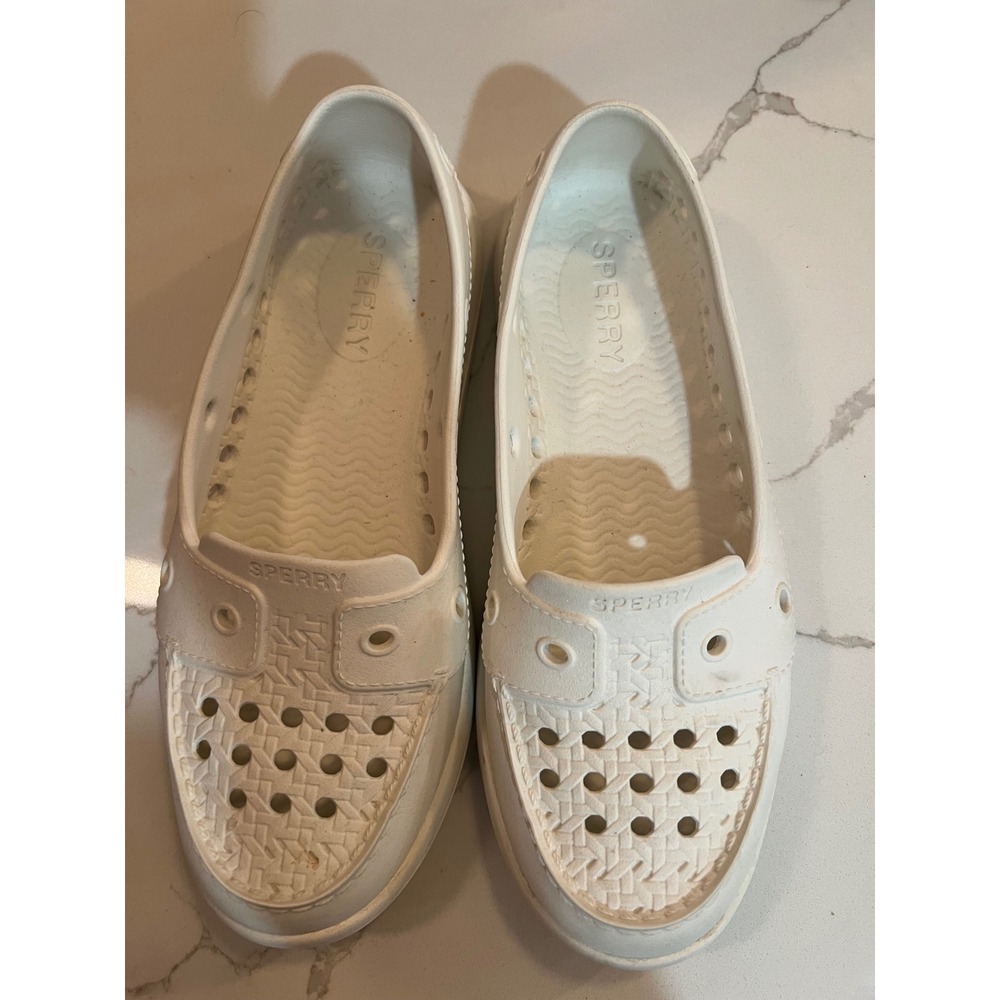 Sperry Authentic Original Float Boat Shoes White Perforated EVA Slip On Womens 5
